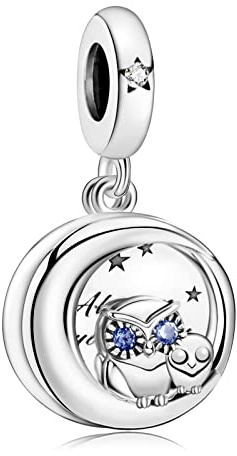 Annmors Donna Ciondolo Sempre al tuo fianco Gufo Argento 925 Colgantes con Zirconia cubica per Charm Bracciale