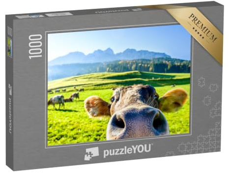 puzzleYOU: Puzzle 1000 Teile „Neugierige Kuh“ – aus der Puzzle-Kollektion Tiere, Kühe & Kälber