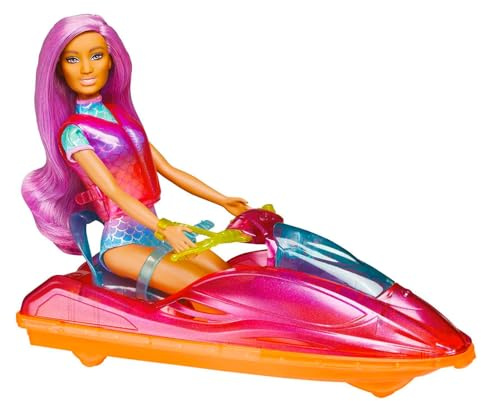 Barbie Dreamtopia Muñeca con Moto de Agua, Mascotas y Accesorios acuáticos de Juguete (Mattel HBW90)