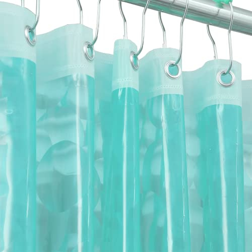 Ga-Geetopia EVA 3D Teal Pearl Water Cube Plastic Shower Curtain Liner - Premium Light Weight 72 x 72 Teal Bathroom Shower Showroom Curtain Liner with Rustproof Metal Gromments and Weighted Magnet