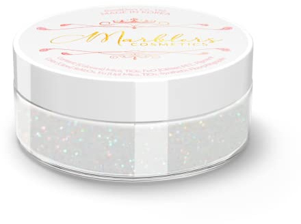 MARBLERS Feiner holografischer Glitzer in Kosmetik-Qualität [Regenbogenweiß] 5 g | ungiftig | vegan | tierversuchsfrei | Lidschatten, Nagellack, Nagelkunst | Festival-Make-up, Rave und Party Make-up |