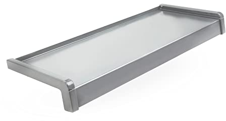 Seiletech.de Fensterbank Stahl + Pulverbeschichtet – 50cm – Silber RAL 9006 – Tiefe 10cm – Wetterfest – Inkl. PVC Endkappen – Fensterbrett – Aussenfensterbank – Outdoor – Fenstersims – Aussen