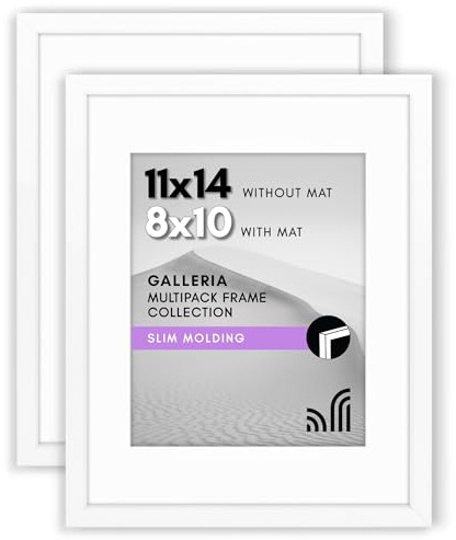 Americanflat 11x14 Picture Frame in White, 2 Pack - Use as 8x10 Picture Frame with Mat - Includes Sawtooth Hanging Hardware For Horizontal or Vertical Display
