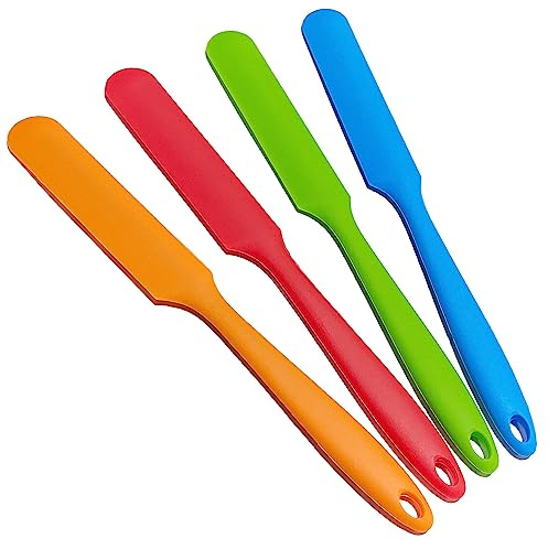 zYoung 4 Pcs Silicone Jar Spatula Set Heat Resistant Cake Cream Butter Spatulas Mixing Batter Scraper Non-Stick Flexible Baking Cooking Tool