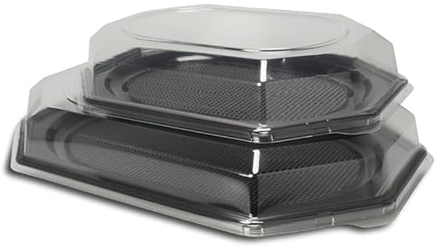 50-200 Premium Partyplatten Catering Servierplatten Buffetplatten schwarz rPET recycelbar versch. Größen zur Auswahl - Inkl. VerpackG in D (Partyplatten L 450x300x25mm 50St.)