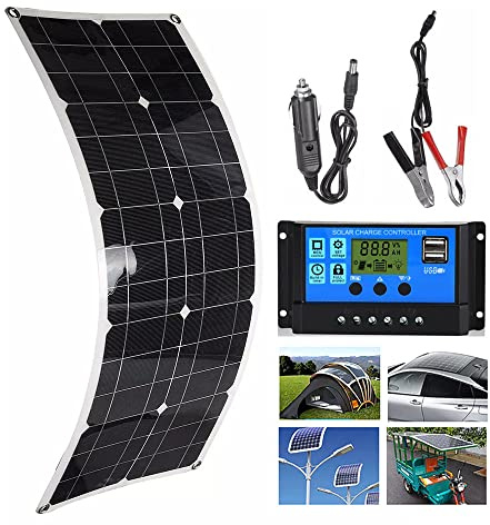 Kit De Panel Solar Flexible (100W 200W 300W 400W 500W 600W) + Controlador De 40 A, Panel Solar PortáTil De AlimentacióN Usb De 12 V Para Autocaravana/Techo/Barco/Coche/Camping, Ultrafino,1x100W