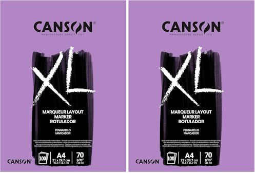 CANSON 297236 XL® Marker, Markerblock, DIN A4, 100 Blatt, 70 g/m² (Packung mit 2)