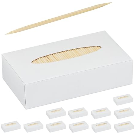 Relaxdays Zahnstocher 12000er Set, Holz, 6,5 cm, Holzspieße für Zahnhygiene, Fingerfood & Basteln, Zahnhölzer, Natur