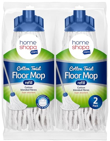 HOMESHOPA Lot de 2 recharges de rechange pour serpillère avec douille en plastique, super absorbantes, nettoyage des sols humides et secs, très résistantes, pour un usage domestique et commercial