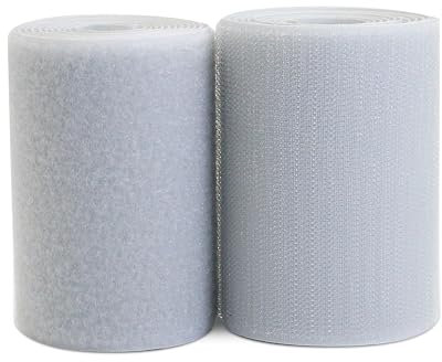 Baiann Gray Hook and Loop Straps 4 in x 6 ft Heavy Duty Tape Patch Non-Adhesive Nylon and Polyester Blend Fabric Tape Fastener for Clothes Home Office and Classroom