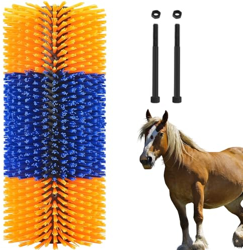 Universal Kratzbürste Pferd mit 2 Schrauben Halbrunde Pferdebürste 51cm Kuhbürste Massagebürste für Schaf Pferd Kuh Schweine, Langlebig und Elastisch