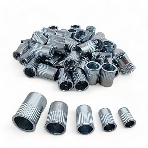 50 Pack M4 Steel Rivnuts Counter Sunk Knurled Open Head Nutsert Rivet Nut