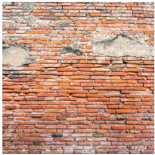 wandmotiv24 Quadratische Fototapete alte Ziegelwand Backstein, selbstklebende Strukturtapete 260g - Extra-Groß - (200x200cm) M0045