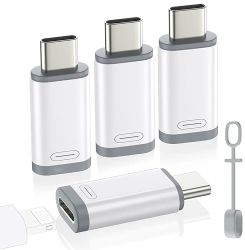 MoKo Lightning to USB C Adapter 4 Pack for iPhone 17 Air 16 16e 15 Pro Max Plus, iPad, Galaxy - NOT for Earphones/Microphone/Flash Drive/iPencil, USB-C to Lightning Adapter ONLY for Charging/Data Sync
