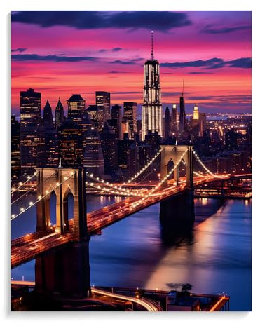 ZHXXFD Malen Nach Zahlen Landschaft New York Ohne Rahmen 40X50Cm Diy Malen Nach Zahlen Erwachsene Groß Leinwand Set,Malen Nach Zahlen Acryl Kinder,A30