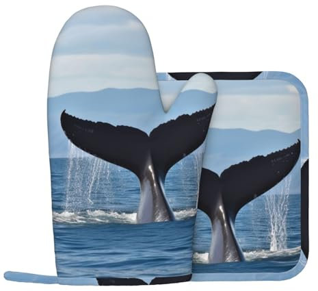 Whale Tail Lot de 2 maniques et maniques en silicone antidérapant résistant à la chaleur pour la cuisine