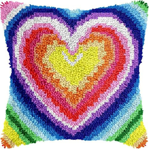 Taxpy Knüpfset Knüpfkissen Zum Selber Knüpfen Knüpfteppich Für Kinder Und Erwachsene Knüpfteppiche Sofakissenbezug Handgechte Kreuzstich Kreativ Set 43x43cm（Farbmuster