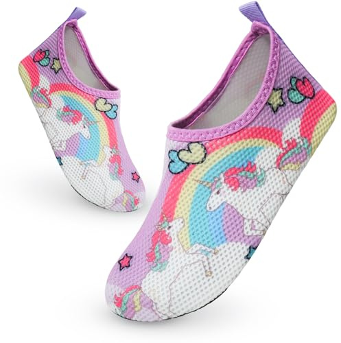 Escarpines Niño Niña Zapatillas de Agua Playa, Secado Rápido Calcetines Piscina Niño Agua Zapatos Escarpines para Bebe, Calzado Descalzo de Surf Buceo Natación 22-33EU