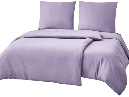 RUIKASI Bettwäsche 135x200 Lila 4teilig - Lavendel Bettwäsche-Sets Oeko-TEX, 2 Bettbezüge 135x200cm + 2 Kissenbezüge 80x80cm mit Reißverschluss, Weich und Bügelfrei