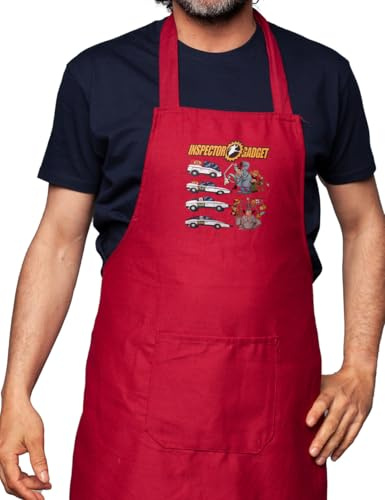 Camisetas EGB Delantal Coche Inspector Gadget - Ochenteras 80´s Retro Comic (Rojo)