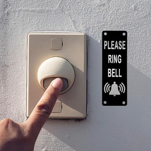 Yingjie Please Ring The Bell Sign, Ring Doorbell Sticker, 5x15CM, Black, Minimalist Style, Door Mount