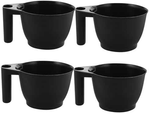 FOMIYES 4pcs Hair Color Mixing Bowls with Handle Ergonomic Design for Salon Use Durable Black Plastic Hair Dye Accessory for Easy Mixing and Application