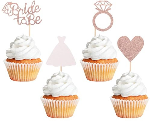 Bride Cupcake Decorazione, 24 Pezzi Torta Decorazioni Bride, Sposa Cupcake Topper, Bridal Cupcake Decorazioni, Bridal Cake Toppers, per Addio al Nubilato, Fidanzamento di Nozze (D)