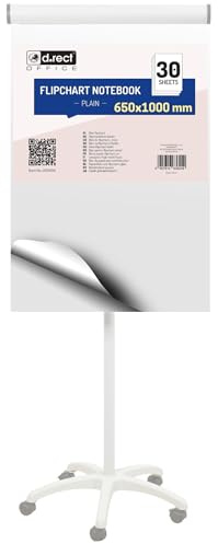 D.RECT 1 x Flipchart-Block, Blanko, Weiss, 80 g/qm Papier, 650x1000, 5 fach Lochung, Block mit 30 Blatt