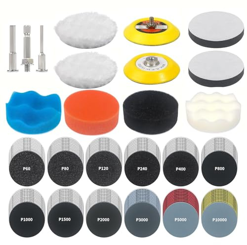 Renovateur Phare Voiture, 133 PCS Kit Rénovation Phare, Kit Polissage Phares Voiture, Kit de Restauration de Phares pour Auto et Moto, Papier Abrasif 75mm, Papier à Poncer Carrosserie et Bois
