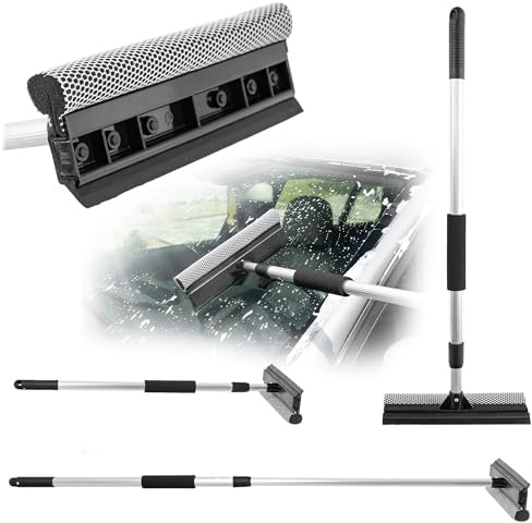 KADAX Fensterabzieher mit Teleskopstange, Teleskop Fensterwischer mit Gummilippe für Fensterreinigung, Fensterreiniger, Fenster Abzieher, Fensterputz (71-124 cm)