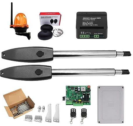 KONGMM Motor Puerta Corredera Kit de abrepuertas automático Operador de Puerta Doble de Servicio Pesado for Puertas batientes Dobles Motor de CA de hasta 16 pies o 880 LB(Kit E)