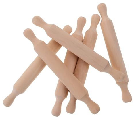MUELODSIC Mini Rolling Pin and Small Rolling Pin 6pcs Set Children Kitchen Tools for Baking and Crafts, Wooden Mini Dough Roller Suitable for Boys and Girls Play and Cooking Pretend Role Play