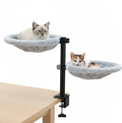 Yapasopu Cuccia per gatti da scrivania per interni,amaca per gatti ruotabile a 360° e regolabile in altezza,amaca morbida per gatti con 2 fodere lavabili, posto per dormire per gatti in casa e ufficio