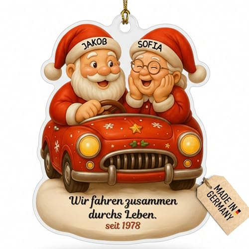 Customdo Ornament personalisiert mit Name für Weihnachtsbaum - Individuelle Weihnachtskugel Gemeinsam alt Werden Dekoraktion selbst gestalten - Christbaumschmuck Auto Kugel Anhänger