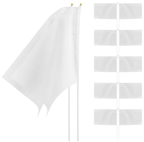 Yardenfun 20 Stück Teiliges Weiße Handgehaltene Schwenkfahnen mit Pp stab DIY Blanko Flaggen für Sportveranstaltungen Fan Match waving Robustes Griffdesign für Komfortables Schwenken