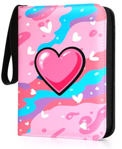 Raccoglitore per carte da collezione, 440 tasche, 4 tasche, con 55 bustine, colore: rosa