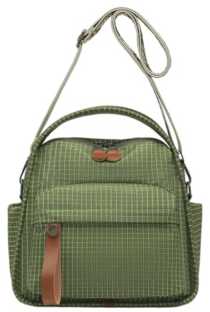 Generisch Borsa a tracolla in nylon da donna, con fodera ad alta densità, grande capacità per lavoro, college, viaggi all'aperto, shopping o feste, verde, Siehe Beschreibung