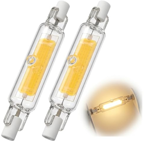 2pcs Bombilla R7S LED 78mm 10W Regulable, Equivalente a Halógena 80W-100W | Luz LED COB 360 Grados para Lámpara de Pie y Apliques, Bajo Consumo, Iluminación Interior