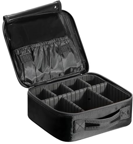 Luxspire Vanity et Trousses à Maquillage, Makeup Étui de Rangement Cosmétique Portable Étanche, Trousse de Toilette Femme Sac de Rangement avec Séparateur Ajustable, S Noir