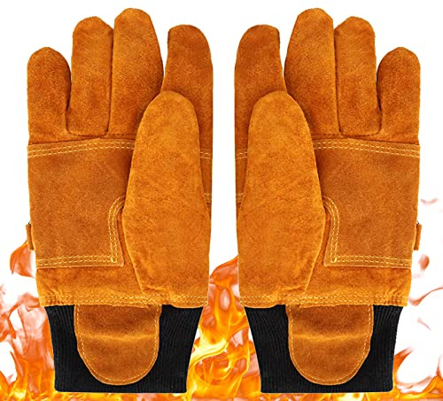 Feuerfeste ,Feuerwehrhandschuhe Beweis Wasserdicht Beständig Schwer Entflammbar mit Reflektierenden Riemen