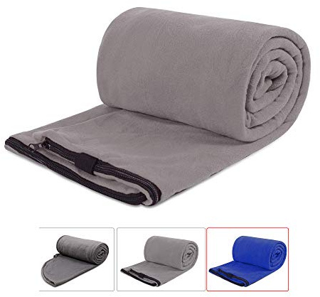 REDCAMP Weicher Fleece-Schlafsack für Erwachsene, Schlafsack Decke mit Kapuze für Camping, Reisen, Wandern, Rucksackreisen, Hotels bei kaltem Wetter