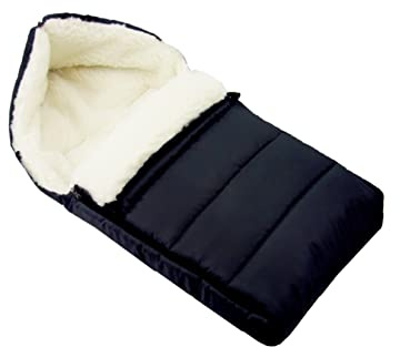 BAMBINIWELT universaler Winterfußsack (90cm), auch geeignet für Babyschale, Kinderwagen, Buggy, aus Wolle UNI liniert (schwarz)