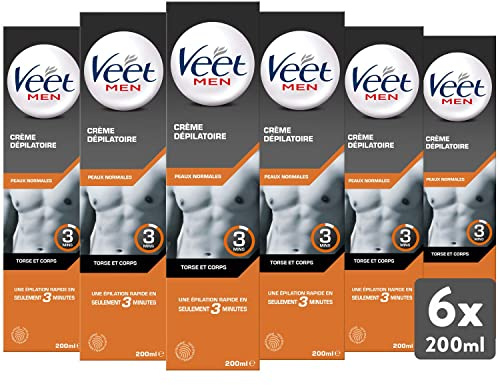 VEET - Lot de 6 Crèmes Dépilatoires Homme 200ml Peaux Normales
