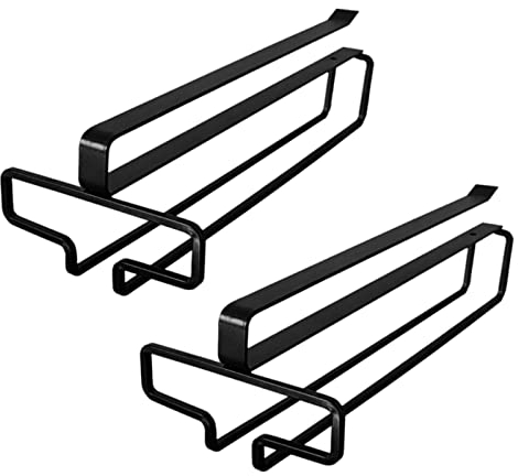 Greyoe Wine Glass Holder, 2 Pcs Wine Glass Rack Stemware Racks Under Shelf Glass Hanger Wine Glass Storage Glass Rack Hanging Without Drilling Easy to Instal Glass Holders for Bar Kitchen, Black