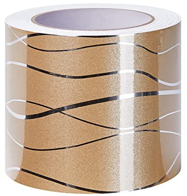 Selbstklebende Wandaufkleber Grenze 15cm X 500cm, TapetenbordüRe Selbstklebend BordüRe, Wasserdichte WandbordüRe FüR Zuhause BüRo Hotel Diy Dekoration Goldene Welle