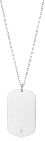 Philip Jones Men's Stainless Steel Dog Tag Necklace Created with Zircondia® Crystals