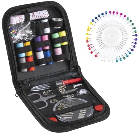 Nähset 108PCS Nähzubehör 14 Spulen Faden Komplettes Mini Nähzeug für Anfänger, Reisende, Verwandte und Freunde, Schwarz (B-108 Pieces)