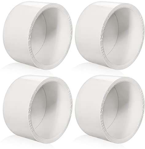 3inch White PVC Pipe End Cap Plug, 4pcs Pipe Plug Socket Fitting Adapter Connector for Building Furniture DIY Garden Shelf, Schedule 40