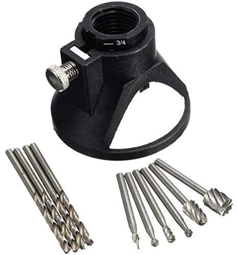 Boxonly 11-teiliges Drehwerkzeug-Set mit Hupenabdeckung, Schneidführung, Fräser-Aufsatz-Set mit 6 HSS-Fräsbohrern und 4 Spiralbohrern