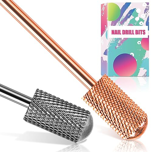 Punte Fresa Unghie, Sicurezza Punte Per Fresa Unghie 2 Pezzi, Punte in Carburo di Tungsteno, 3/32''(2,35 mm) Punta Fresa Unghie Rimozione Gel, Acrilico, Punta Fresa Fine a Canna Grande Per il Salone